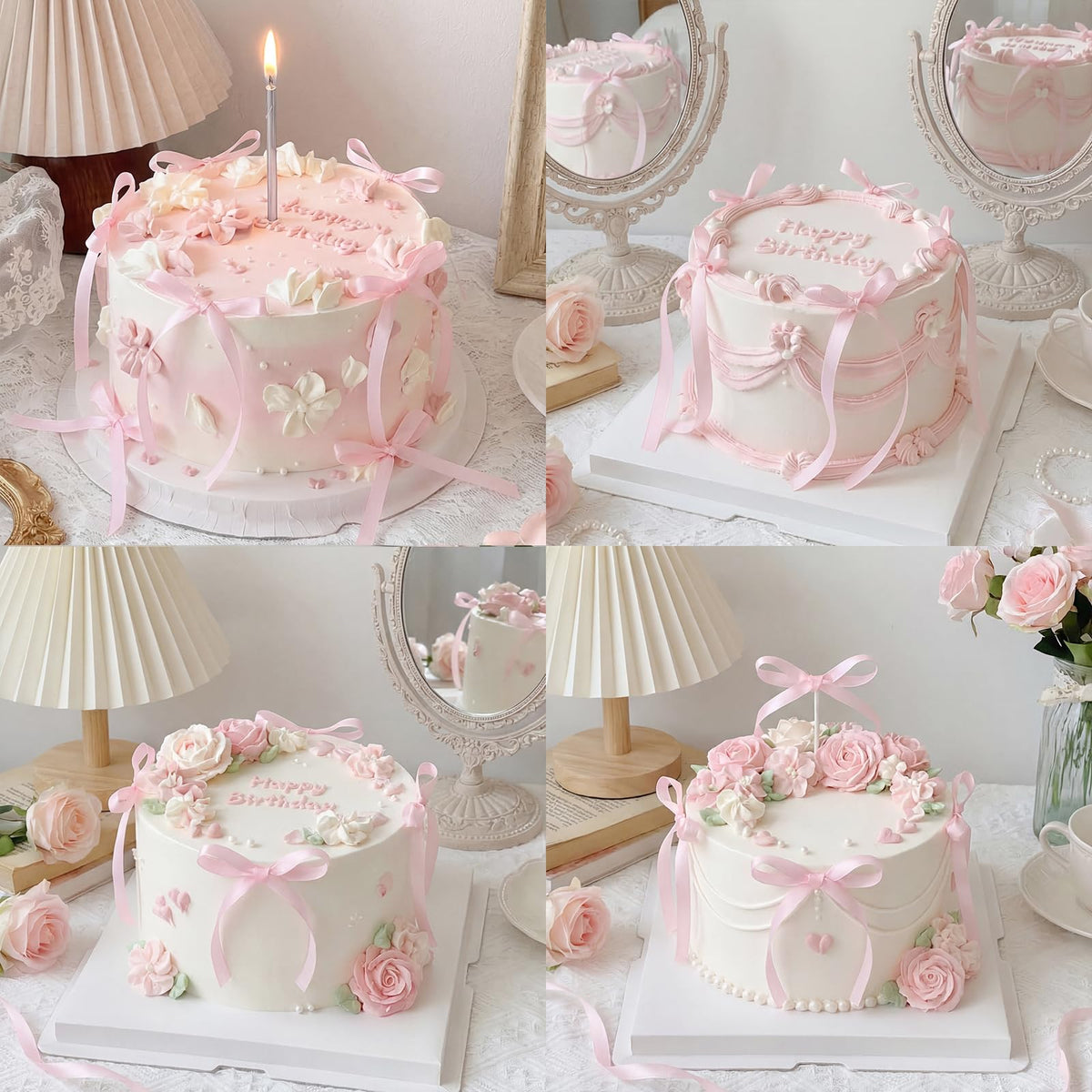 30 Pack Bow Cake Toppers Pink Ribbon Bows for Cake Back to School Decor