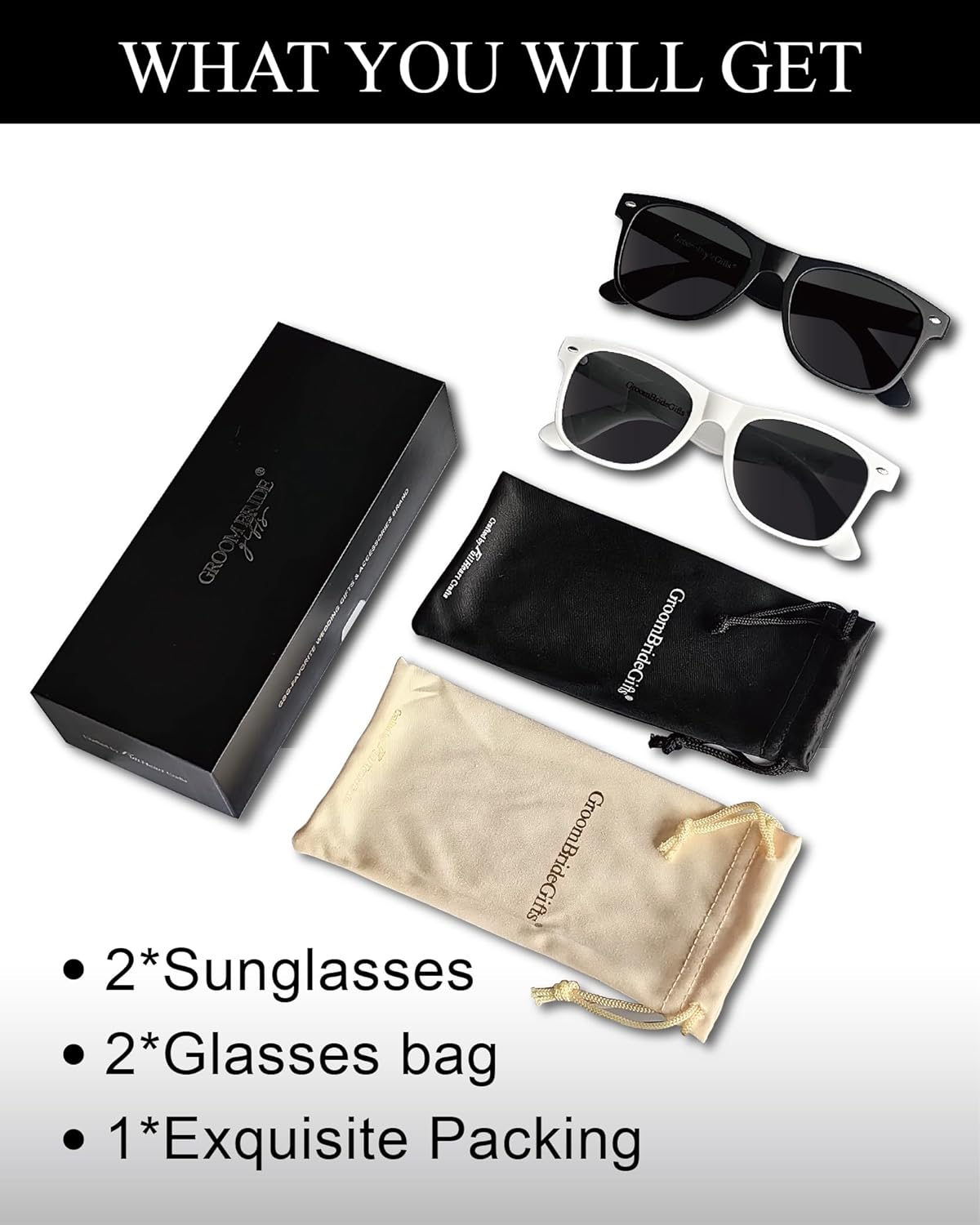 Bride and Groom Polarized Sunglasses for Wedding – UV400 Protection, Lightweight & Stylish Couple