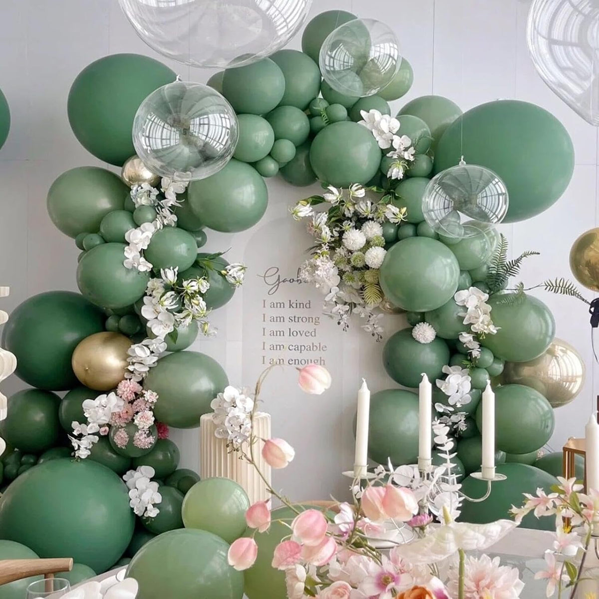 412pcs Sage Green Balloon Garland Arch Kit 18 12 10 5 Inch Different Sizes Matte Latex Olive