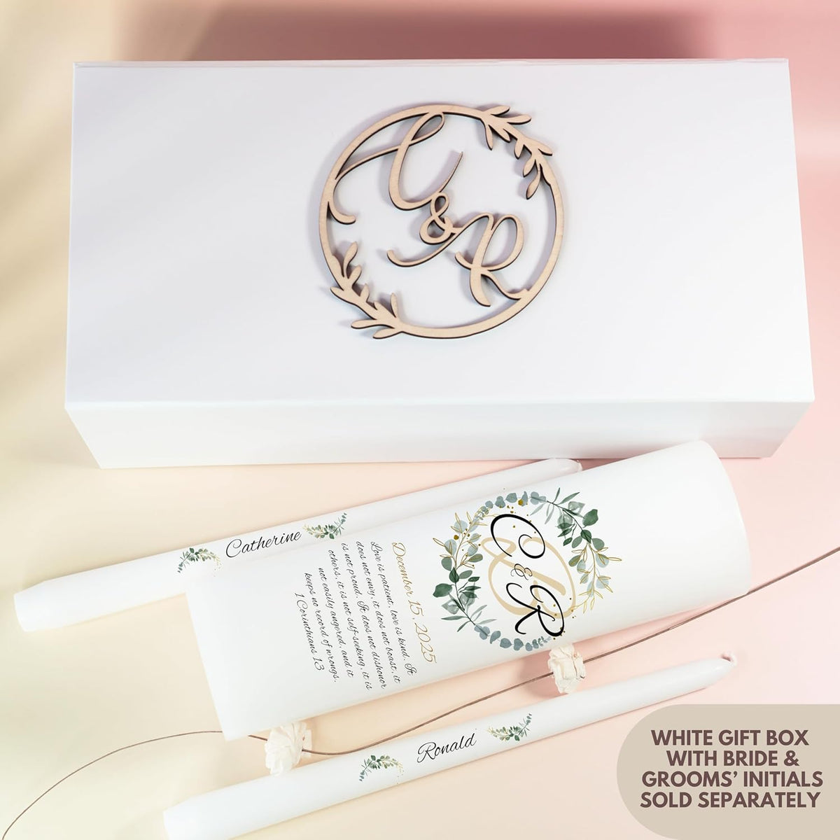 Unity Candles for Wedding, Modern Unity Set, Custom and Personalized Pillar and Taper Candles with