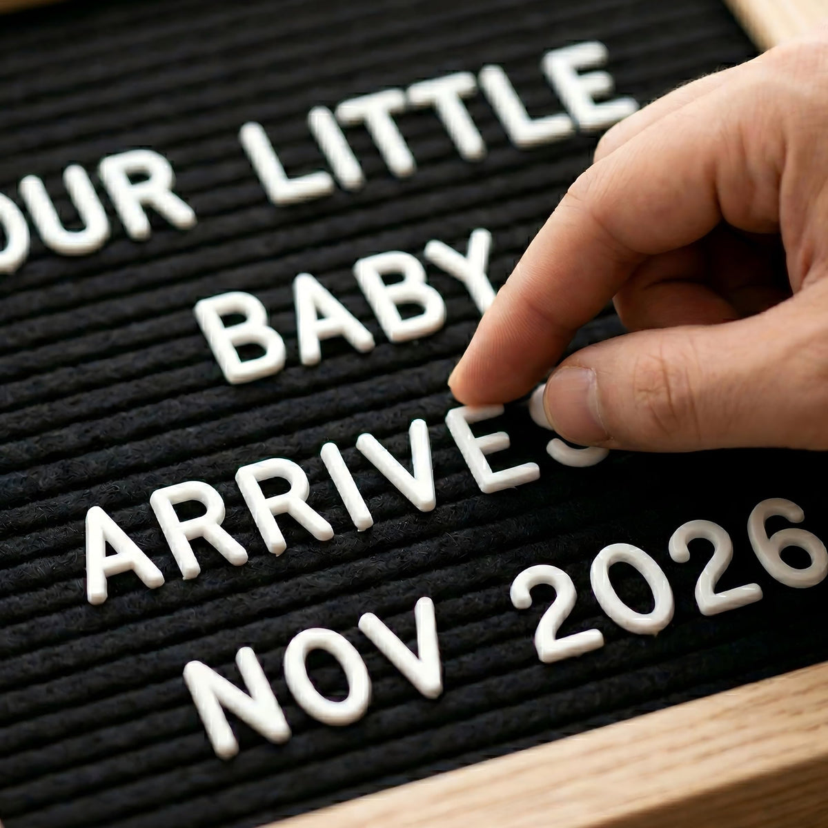 Black Felt Letter Board 10x10in, Baby Announcement Sign, 336 Letter Kit