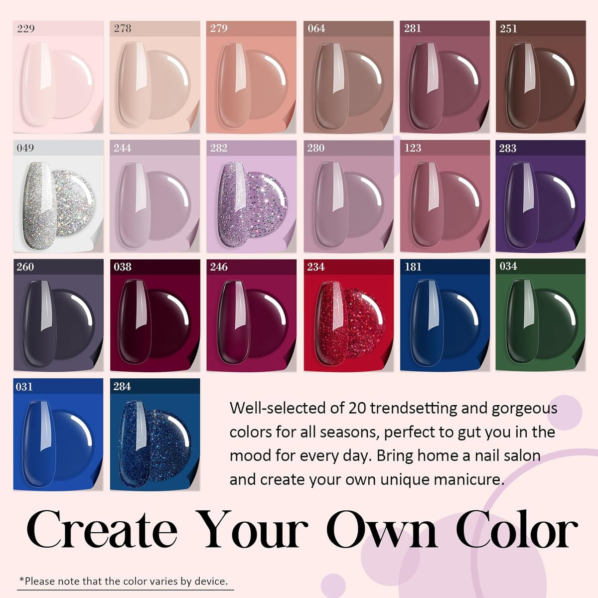 AZUREBEAUTY Dip Powder Nail Kit Starter 20 Colors Nude Brown Glitter Purple Blue Dipping Powder
