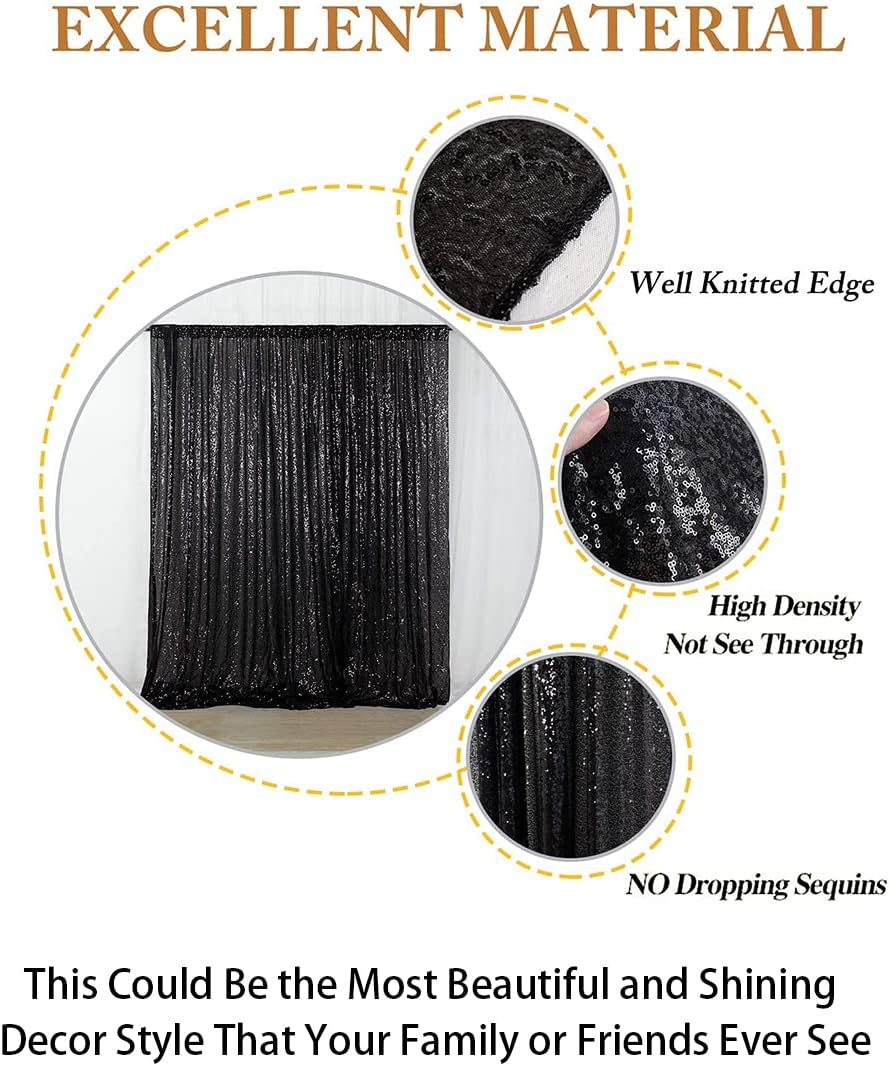 ShinyBeauty Sequin Backdrop- 5FTx10FT-Black-Sequin Photo Backdrop,Photo Booth Background,Sequence