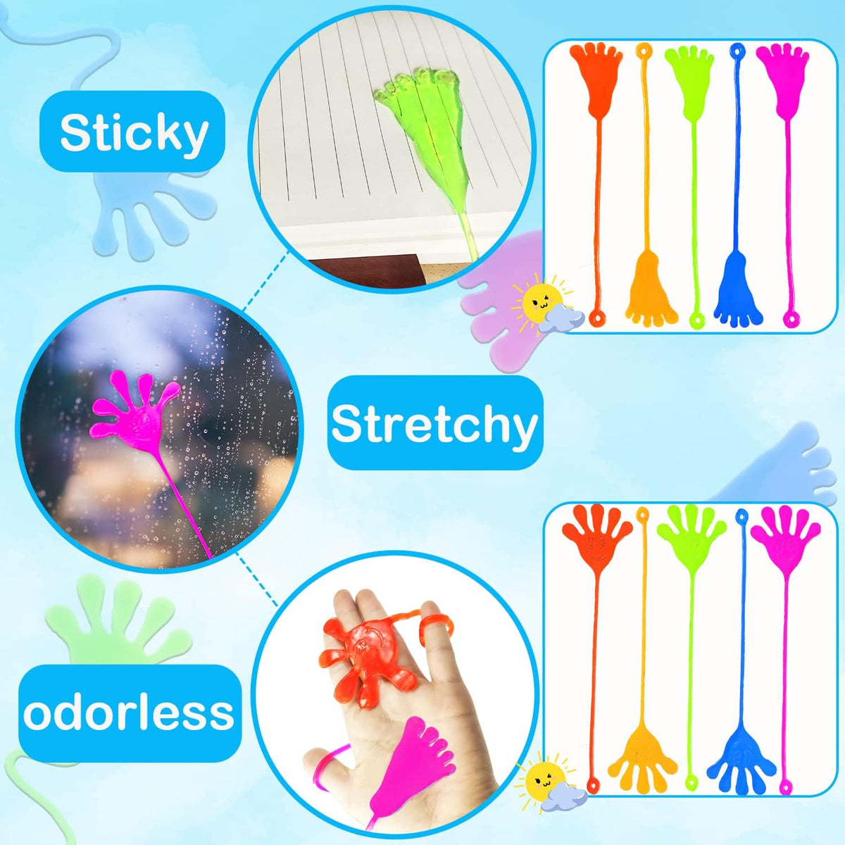 Large Sticky Hands Bulk Party Favors Supplies Toy Gifts for Kids (100 PCS), Halloween Goodie Bag