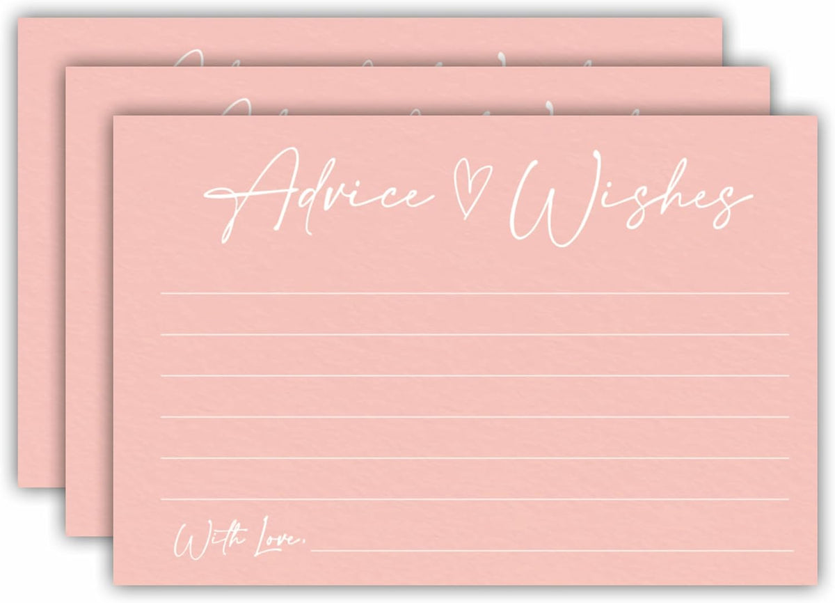Advice And Wishes Cards, 30 Minimalism Pink Wishes Cards For Wedding, Bridal Shower, Advice And