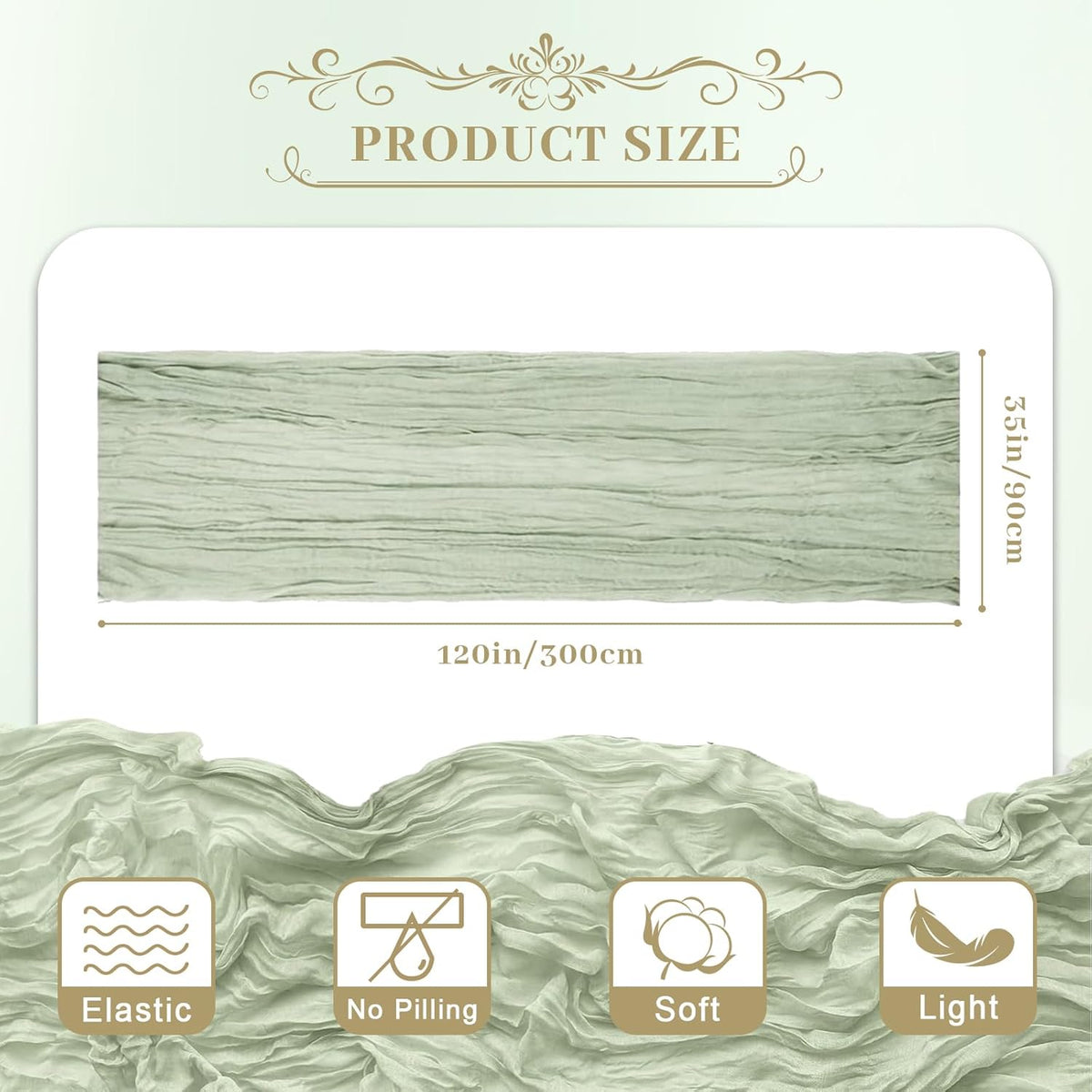 Le courant 6pcs 10Ft Cheesecloth Table Runner, Rustic Boho Gauze Cheese Cloth Runner Table Runner