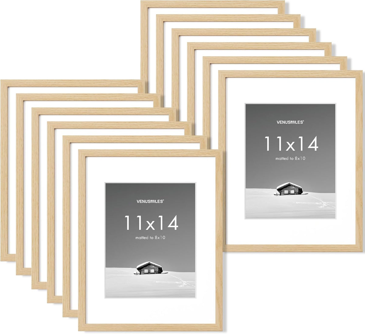 11x14 inch Picture Frame, 11x14 Photo Frames with 8x10 Removable Mat - High Definition Plexiglass