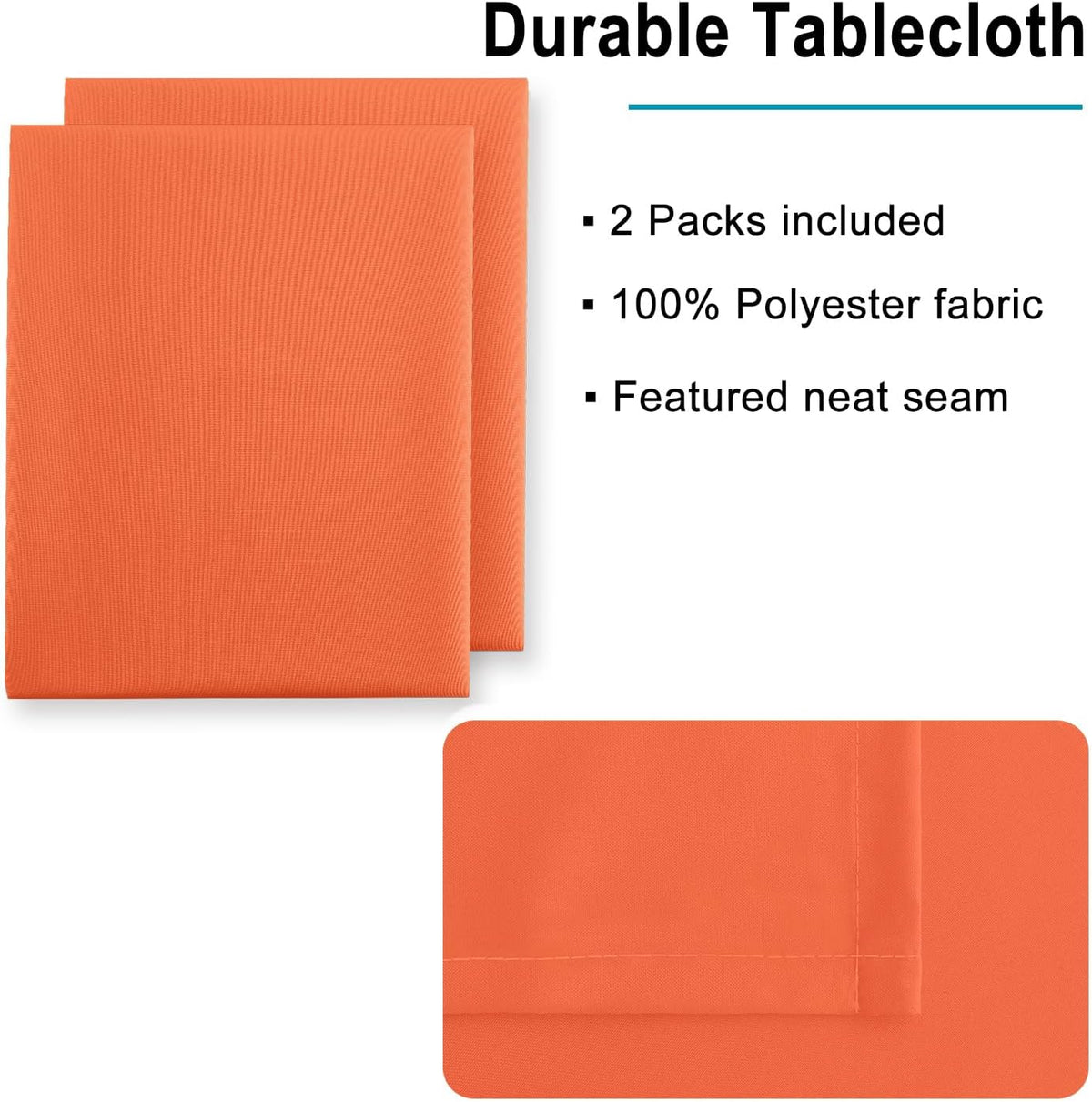 Hiasan 2 Pieces Pumpkin Orange Square Tablecloth - Waterproof and Spillproof Restaurant Washable