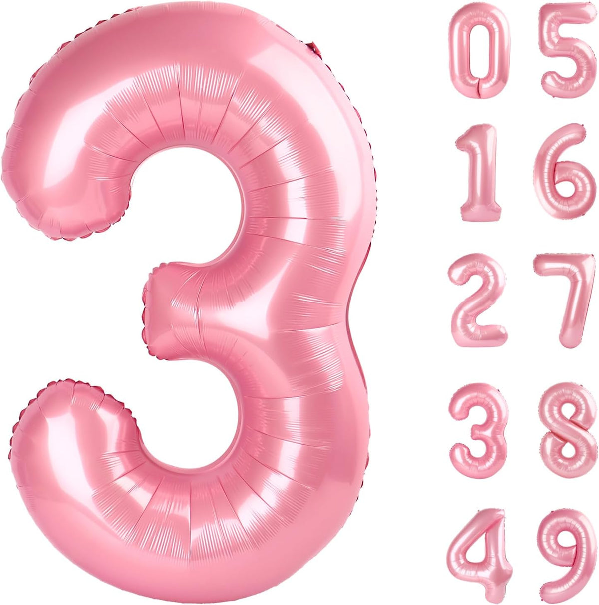 40 Inch Pearlescent Pink 3 Large Number Balloon, 3 13 23 30 33 36 38 Pearl Pink Birthday Party