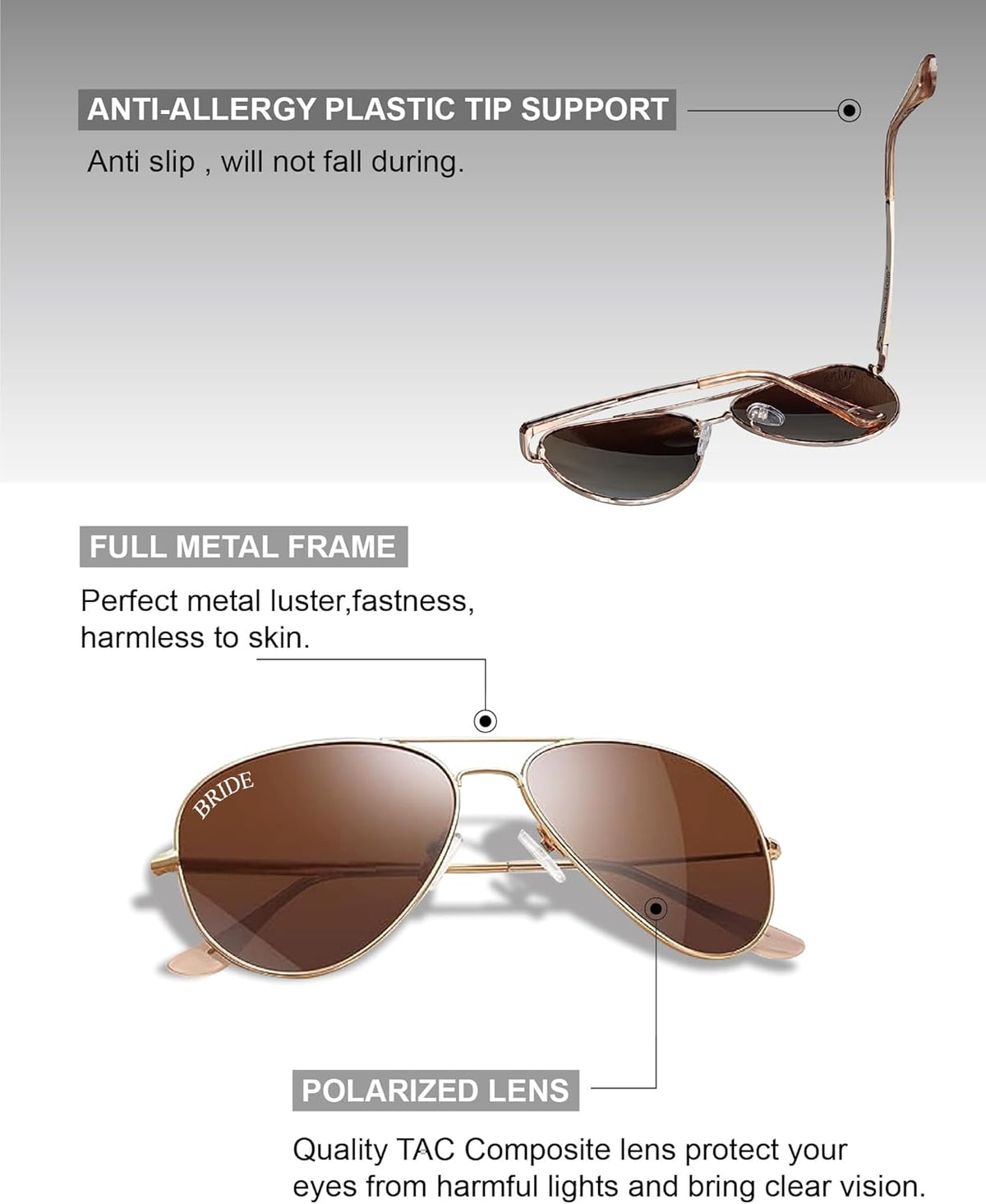 Bride and Groom Polarized Sunglasses for Wedding – UV400 Protection, Lightweight & Stylish Couple