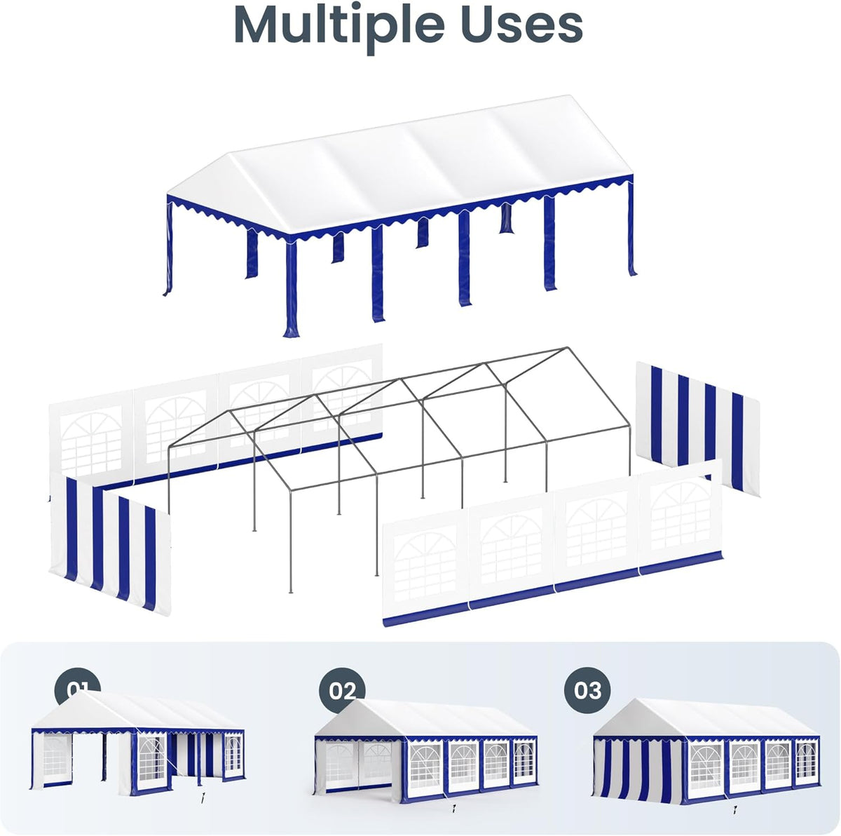 PHI VILLA 26'x13' Outdoor Heavy Duty Party Tent Large Commercial Canopy Wedding Event Tent Shelter