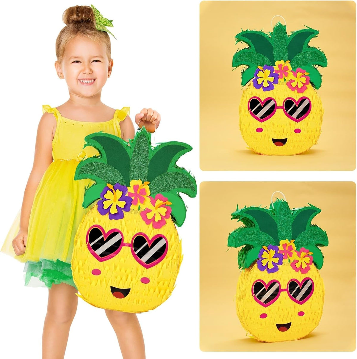 WERNNSAI Pineapple Piñata - Luau Party Piñata Game with Blindfold and Bat for Girls Boys Kids for