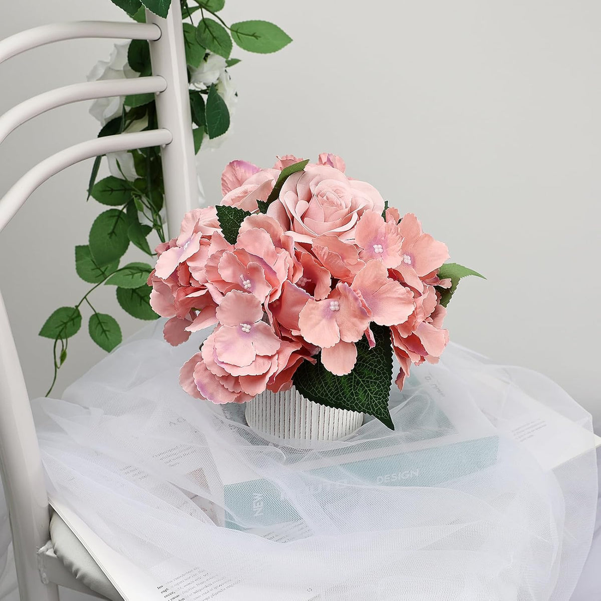 Flower Table Centerpieces - Set of 6 Floral Arrangement Artificial Wedding Hydrangeas Floral