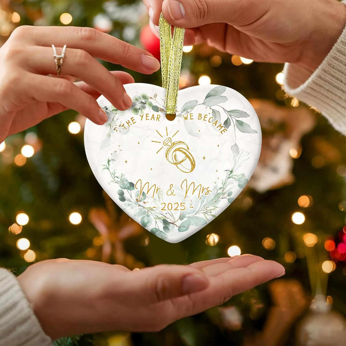 GOSSBY Wedding Ornament 2025 - The Year WE Became MR MRS - 2025 Wedding Gift for Couple - Bridal