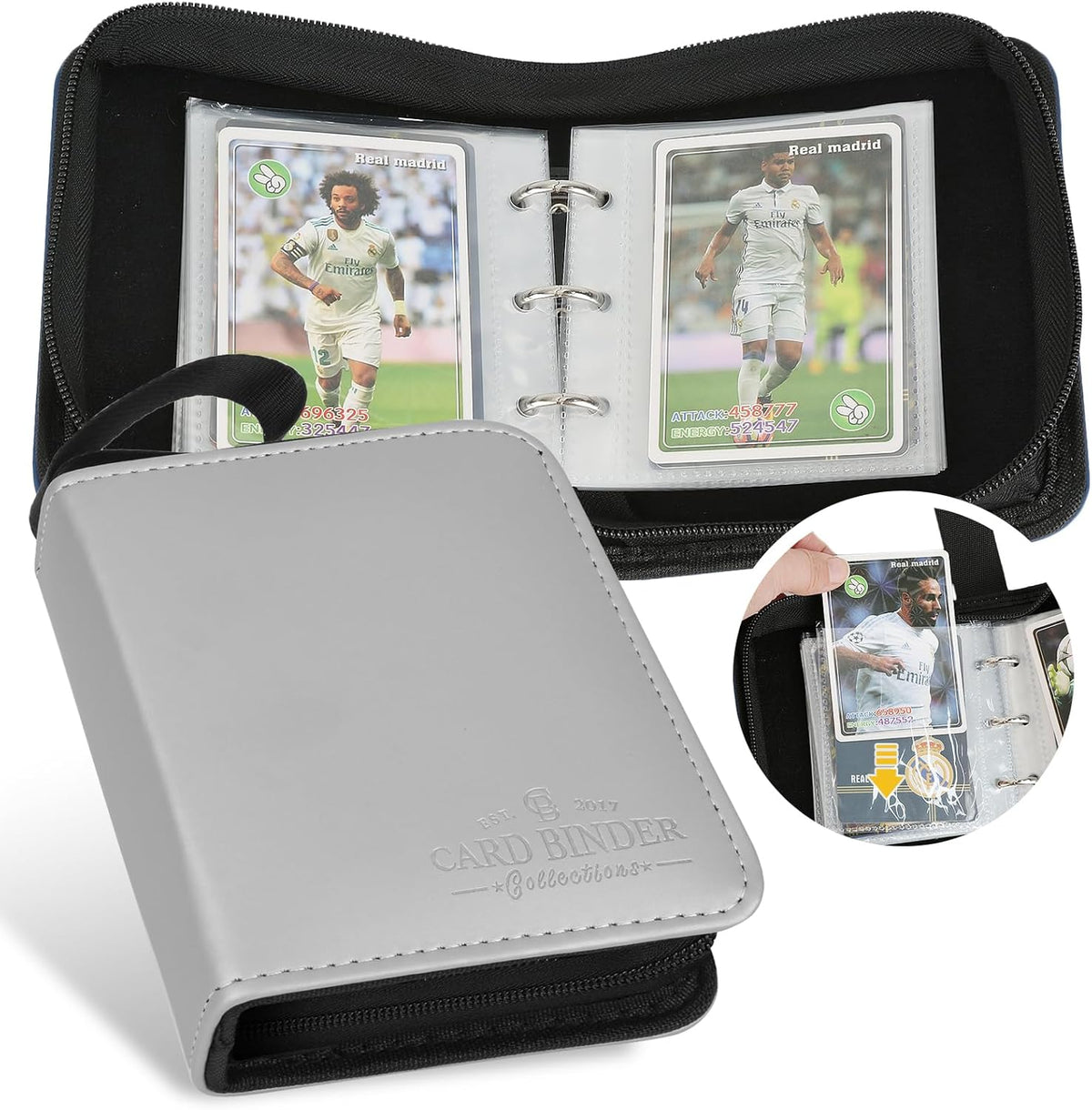 Trading Card Binder, Card Collection Binder Album Folder with 80 Side Loading Pockets, 1 Pocket
