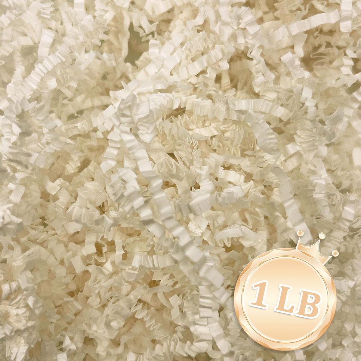 Zankubom 1 LB Beige Crinkle Cut Paper Shred Filler Great for Gift Wrapping, Beige Basket Fillers