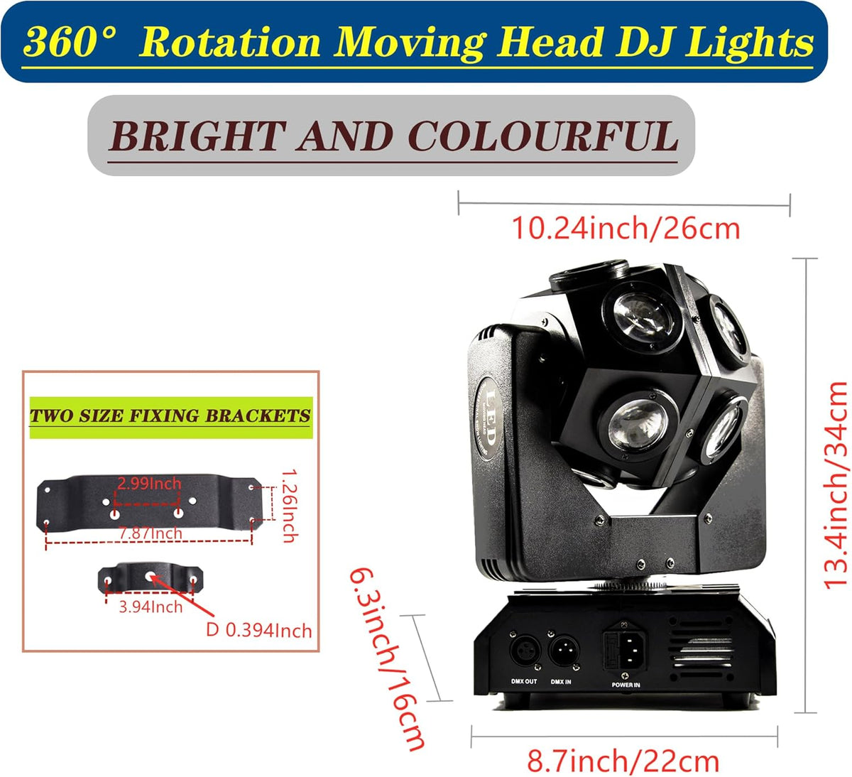 Moving Head DJ Light Party RGBW LED Beam Lights DMX 512 Strobe Light with Sound Activated