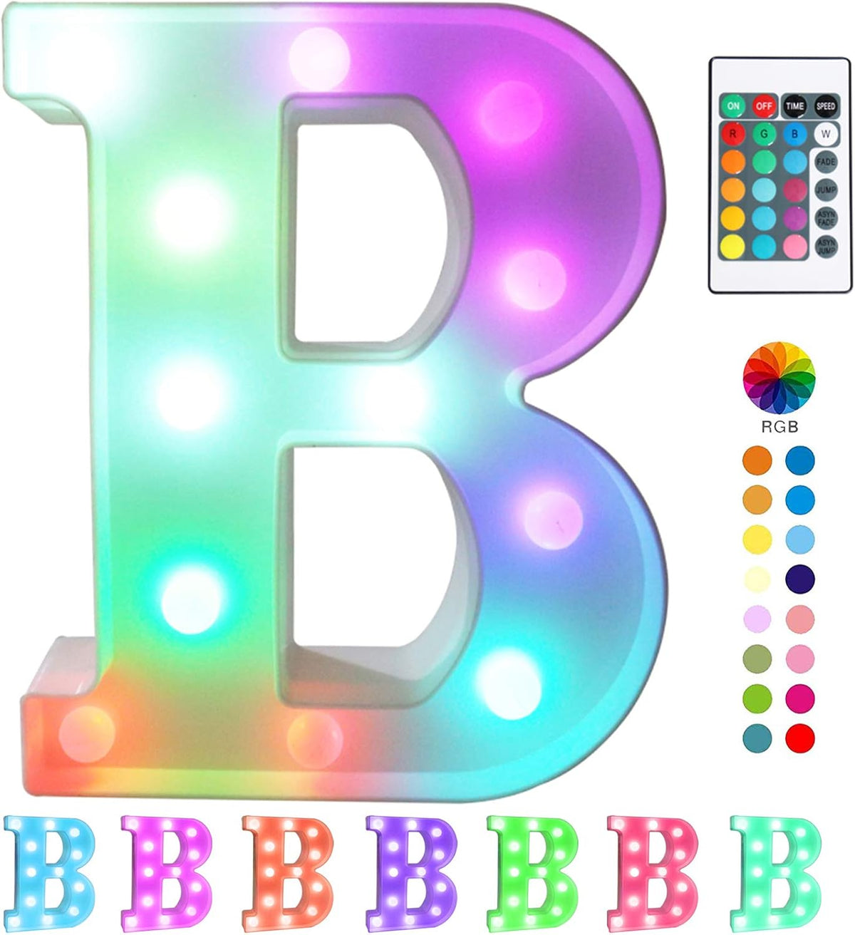 Pooqla Colorful LED Marquee Letter Lights with Remote – Light Up Marquee Signs – Party Bar Letters