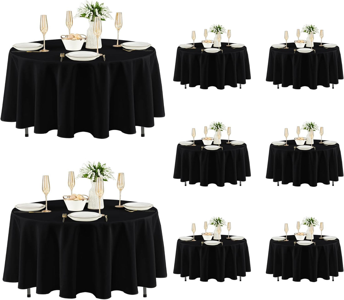 Fitable 8 Pack Round Tablecloths: Stain Resistant Wrinkle Free Circle Table Clothes, Washable
