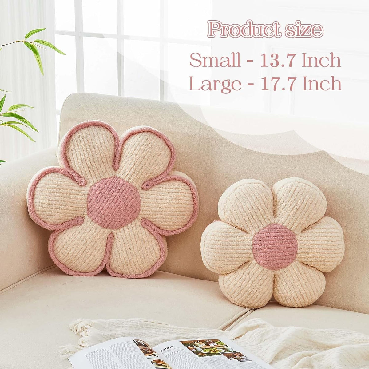 Flower Pillow, Soft Flower Decorative Throw Pillow, Cute Daisy Flower Shaped Seating Floor Cushion