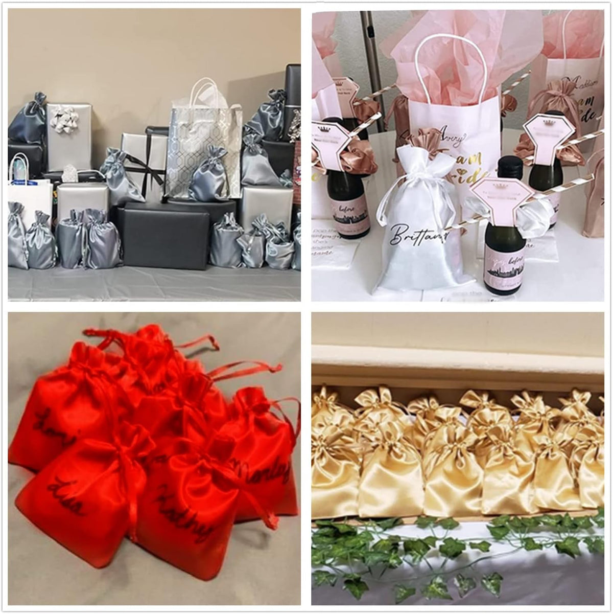35pcs Black Satin Bags with Drawstring, 5x7 Inches Drawstring Gift Bags, Party Favor Bags