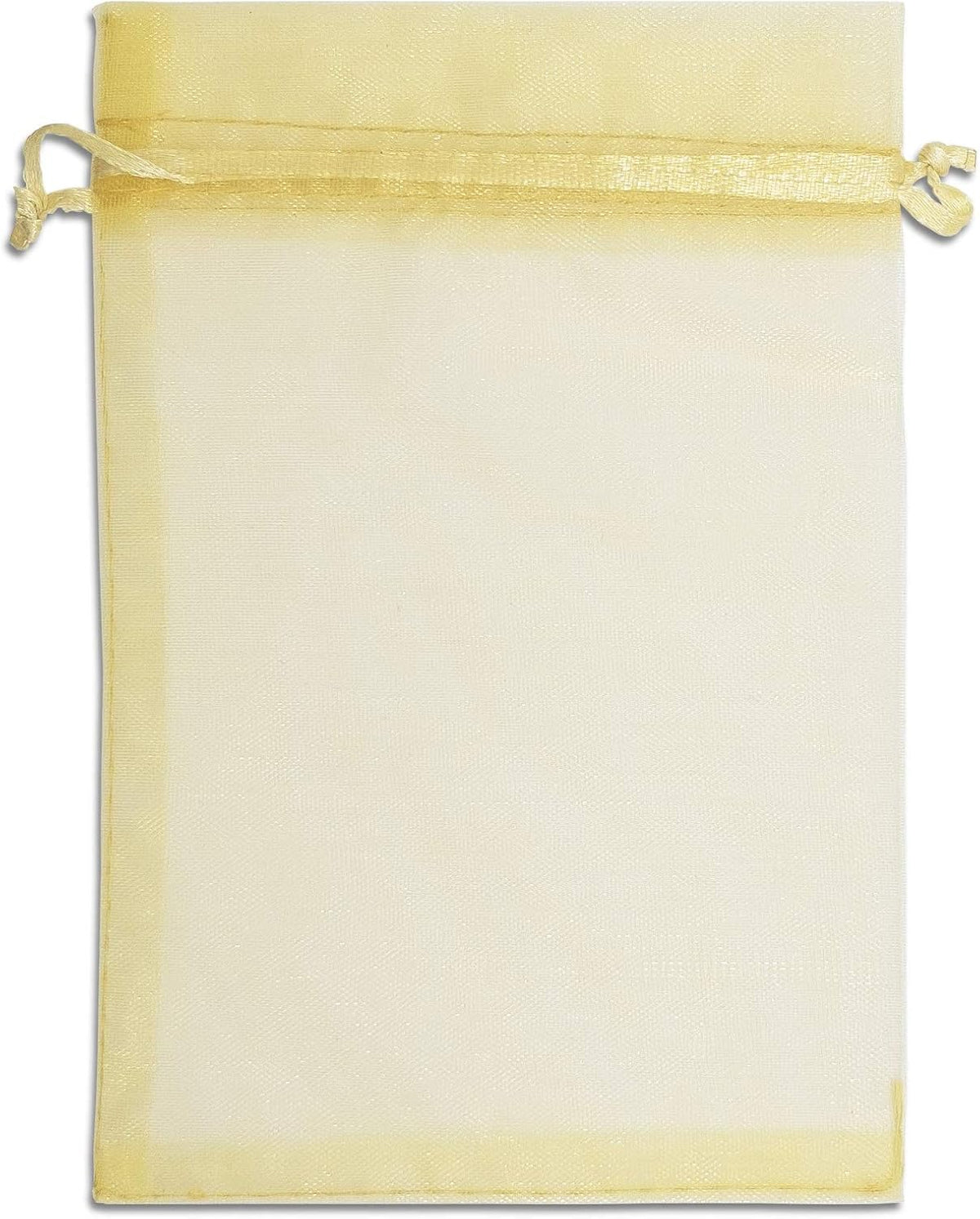TheDisplayGuys 100-Pack 6x8 Gold Sheer Organza Gift Bags with Drawstring, Jewelry Candy Treat