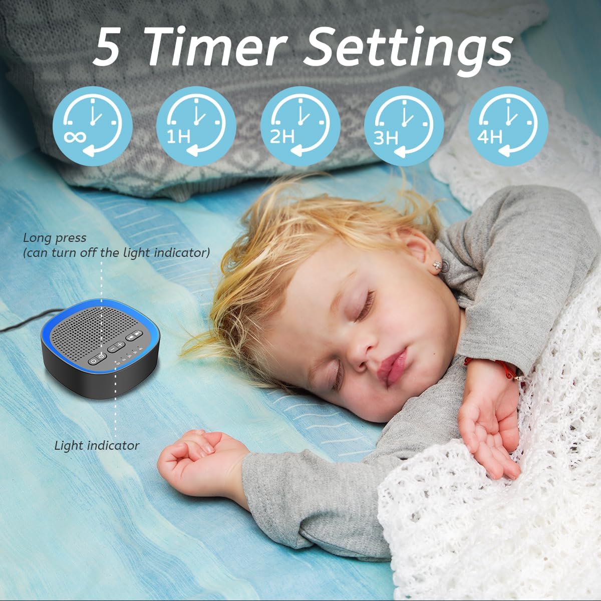 Sleep White Noise Sound Machines with 30 Soothing Sounds 3.5 mm Headphone Jack 5 Timer Settings 32
