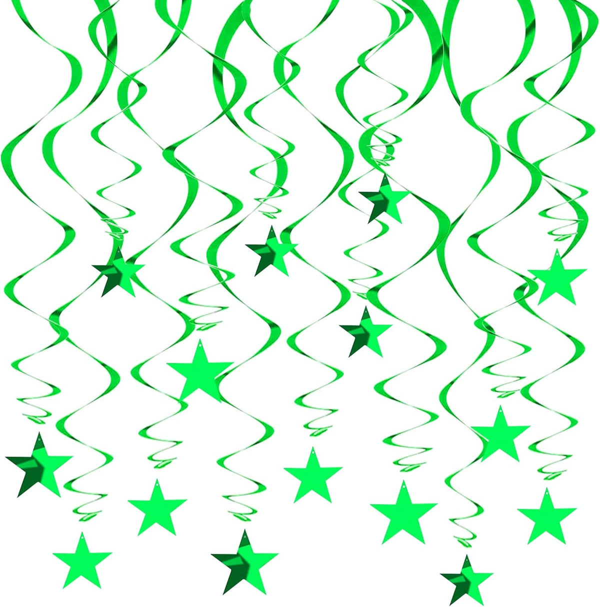 BEISHIDA Green Star Hanging Swirl Decorations,Hanging Gold Party Supplies for Graduation Wedding