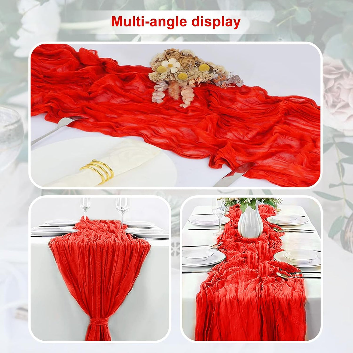 6 Pack Red Cheesecloth Table Runner 35x120 Inch 10Ft Rustic Gauze Cheese Cloth Table Runner Sheer