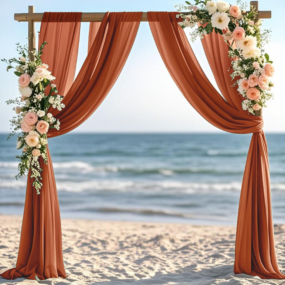 Terracotta Fall Thanksgiving Elegant Arch Draping Fabric Outdoor 1 Panel 29" × 20Ft Sheer Chiffon