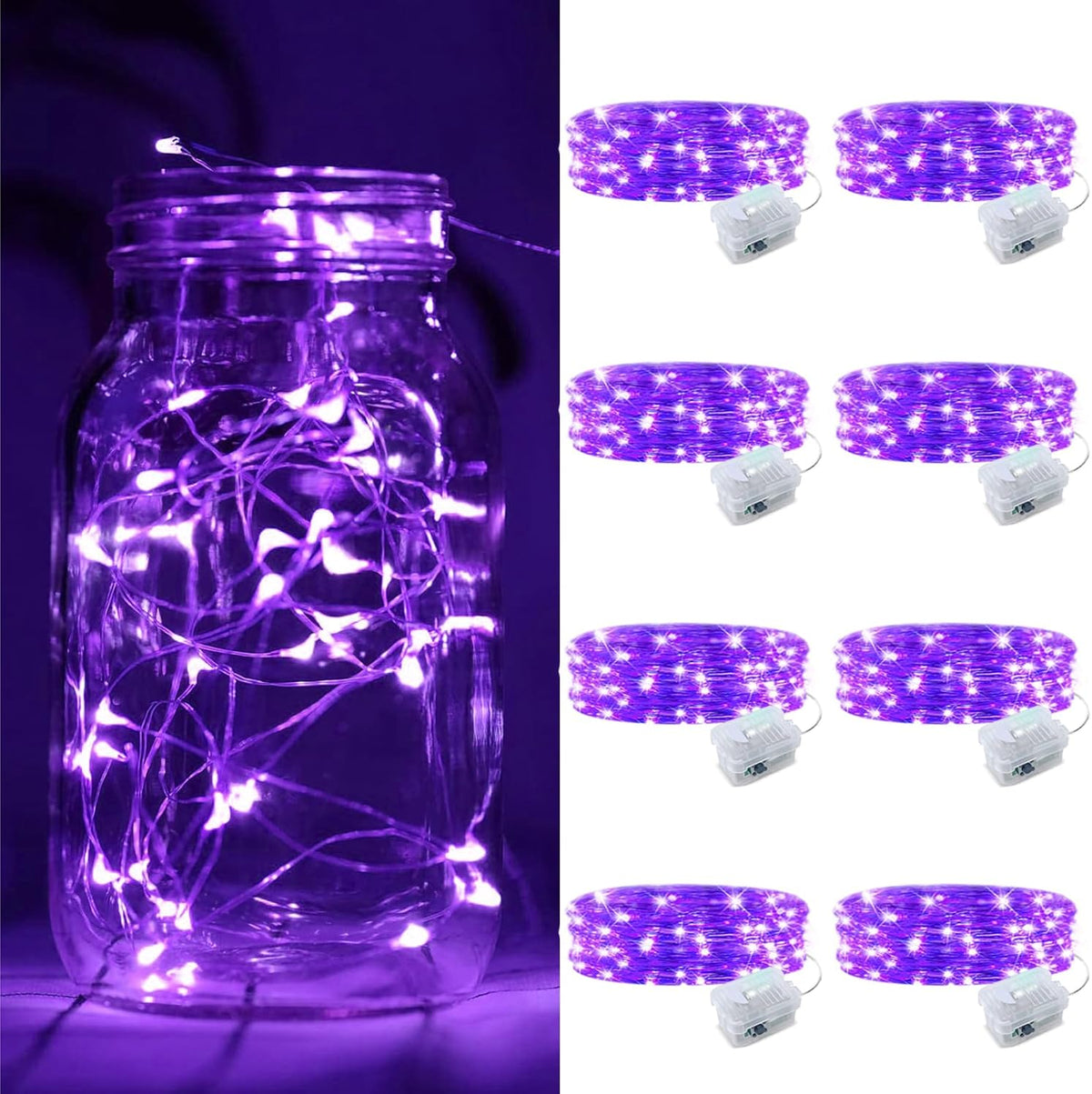 ZGWJ 8 Pack Fairy Lights Battery Operated, 7ft 20 Mini LED Fairy String Lights Silver Wire 3 Modes