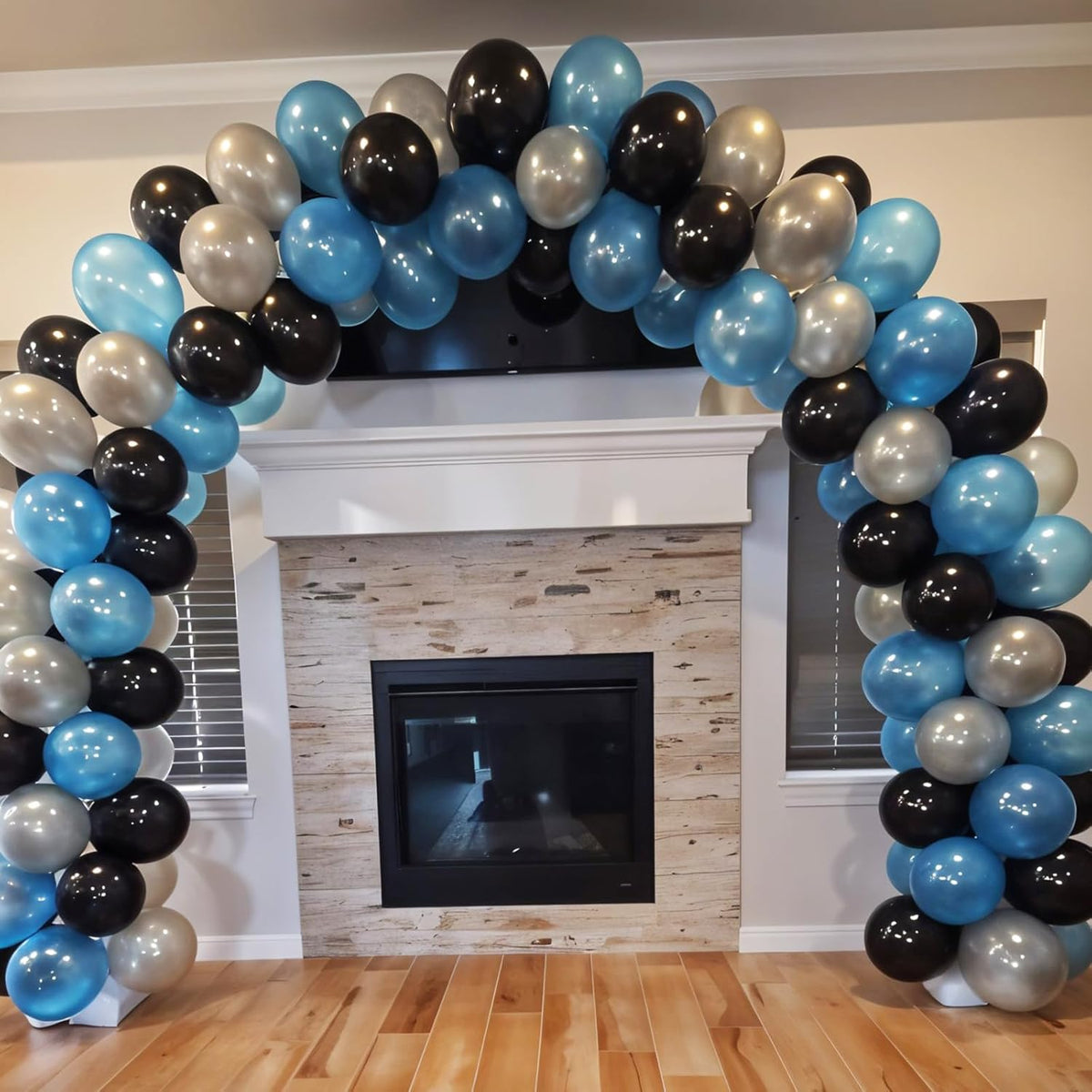 Blue and Black Balloons,12 Inch Dark Blue and Silver Black Pearl Light Blue Balloons for Boys