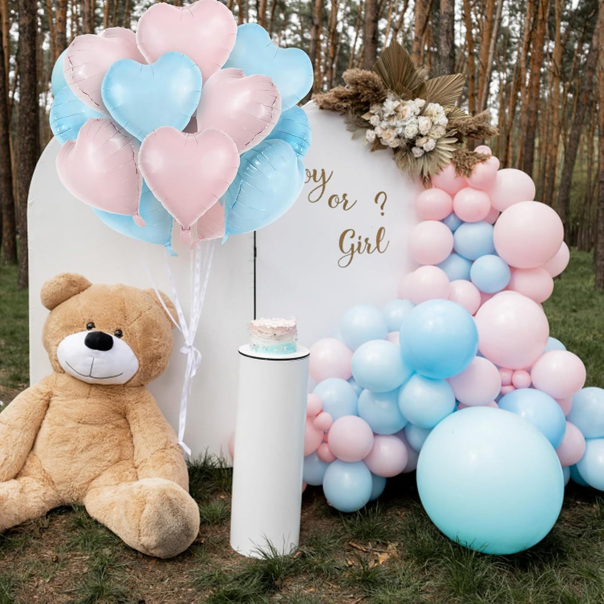 TONIFUL 15Pcs 18 Inch Heart Balloons Pastel Pink Blue Heart Shape Foil Mylar Balloons Decoration