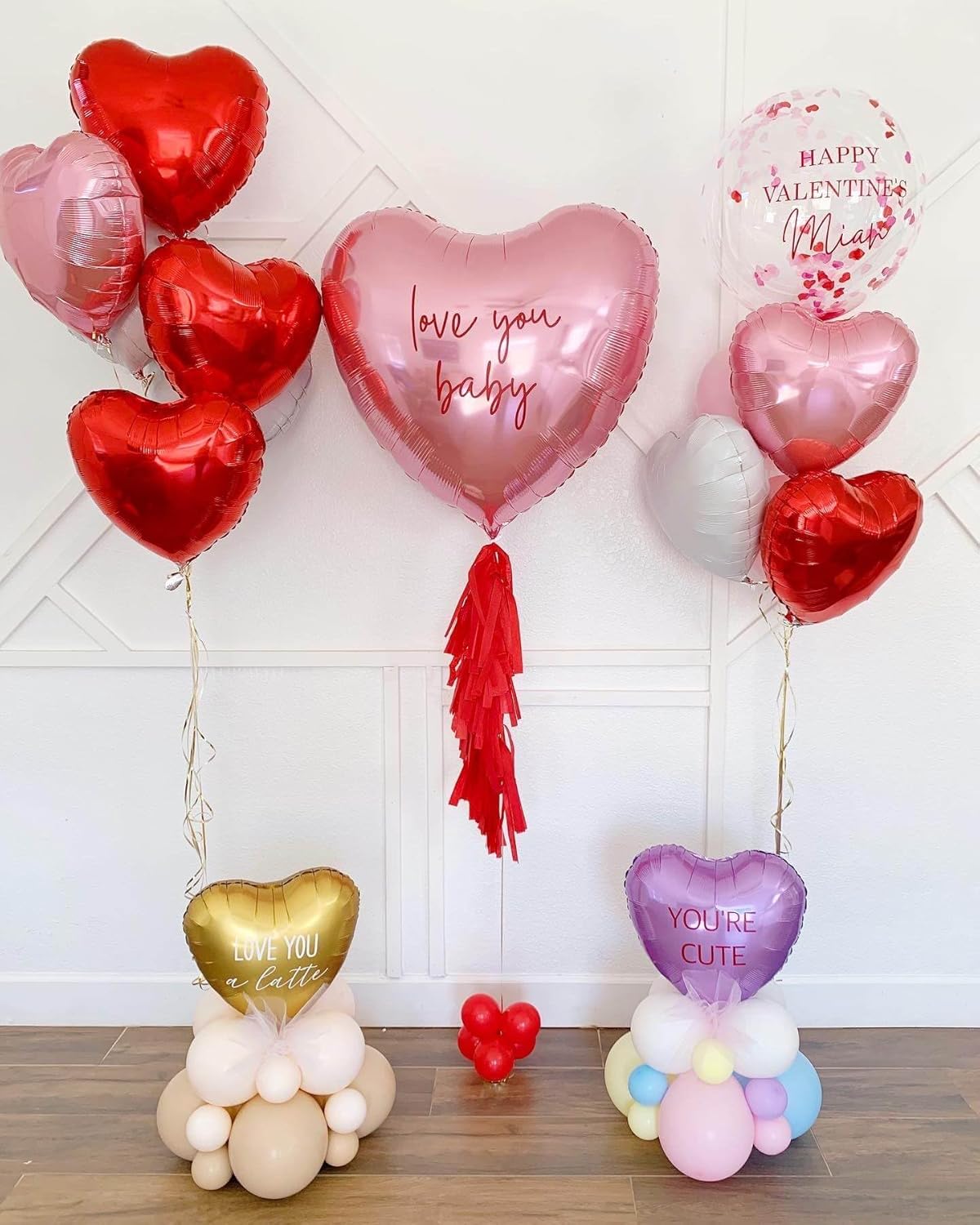 Red Heart Shaped balloons Pack of 12,18 Inch White Love Valentine Balloons Pink Heart Romantic