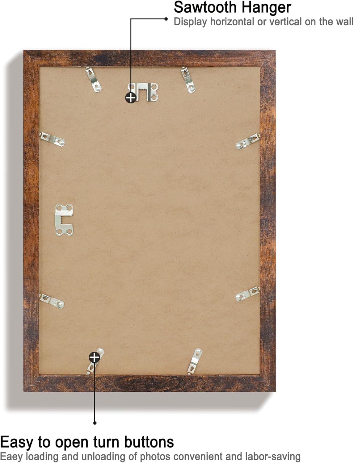10x14 Picture Frame Set of 4 with Tempered Glass, Rustic Frame Display 8x12 Pictures with Mat or 10