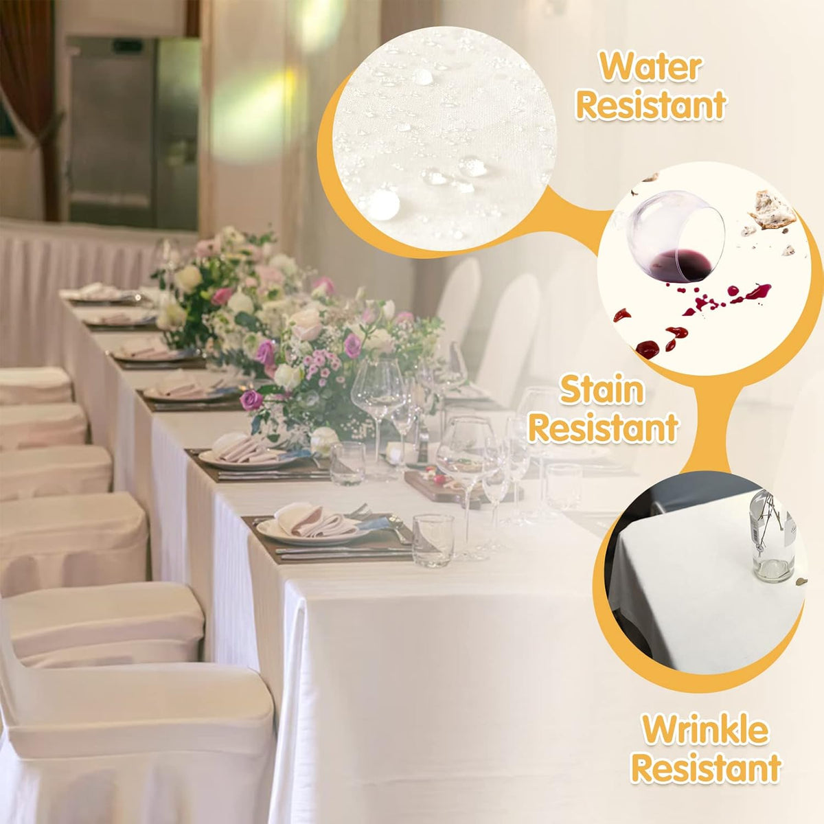 BRILLMAX 10 Pack Ivory Tablecloths 70 x 120 Inch for 6ft or 8ft Rectangle Tables - Rectangular Bulk