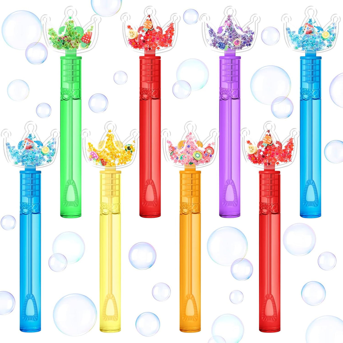 AFZMON 24Pcs Glitter Princess Bubble Wands for Kids, Crown Party Favors Mini Bubbles Birthday Gift