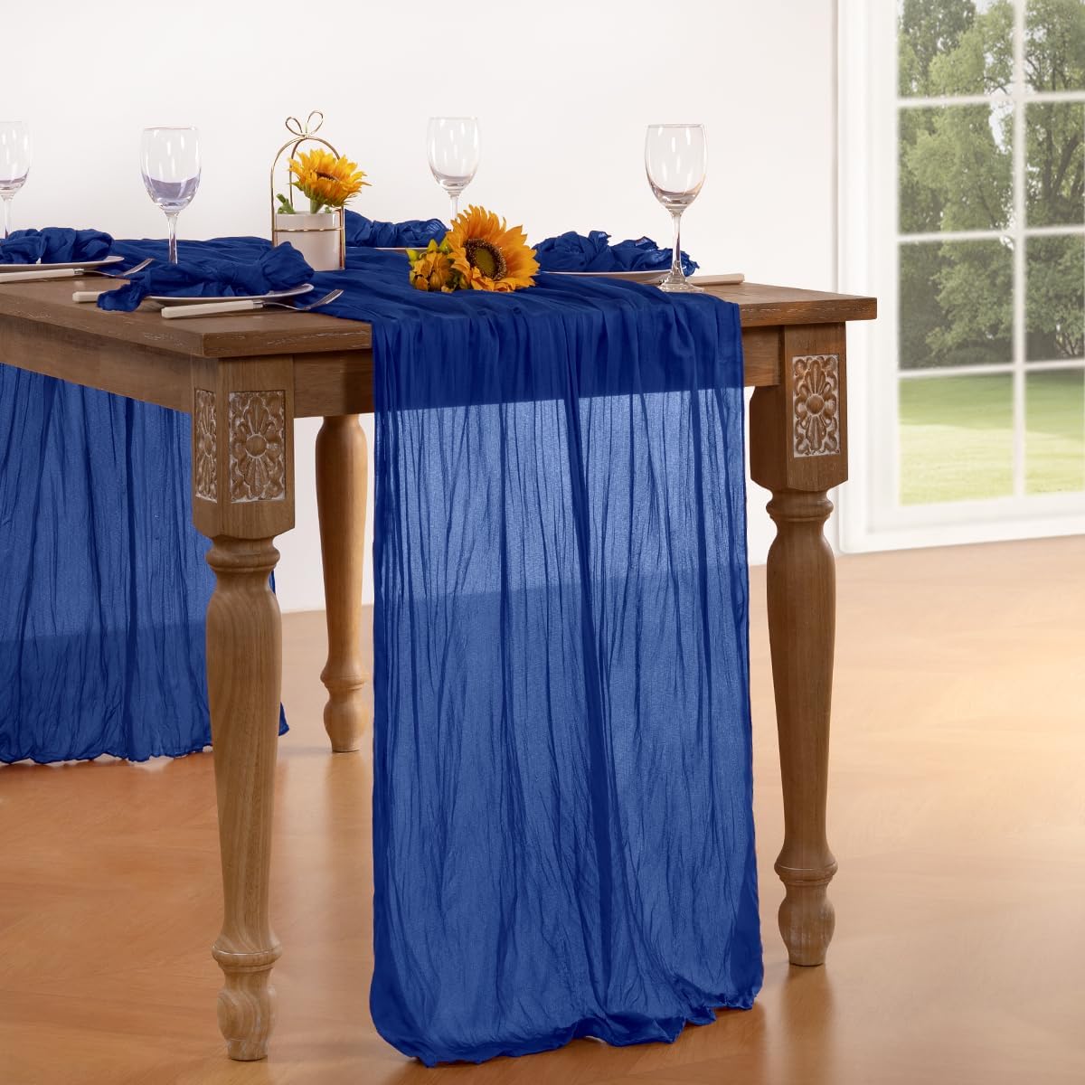 Royal Blue Cheesecloth Table Runner Blue 6 Pack Fall Table Runnerss Boho Gauze 120 Inches Fall