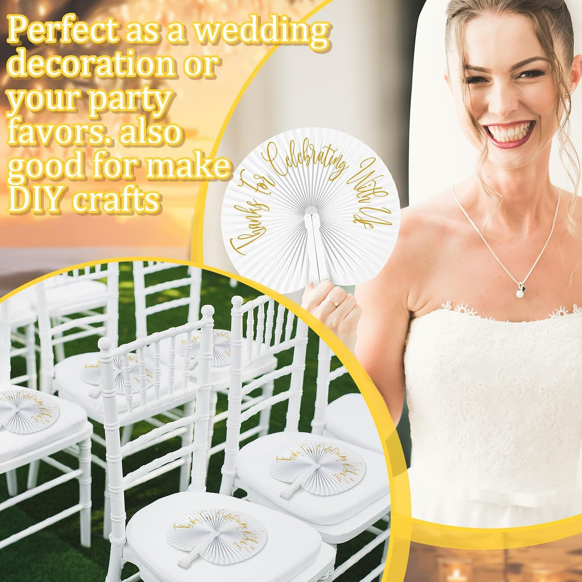 120 Pieces Paper Hand Held Fan Bulk Paper Folding Fans for Weddings Foldable Wedding Fans