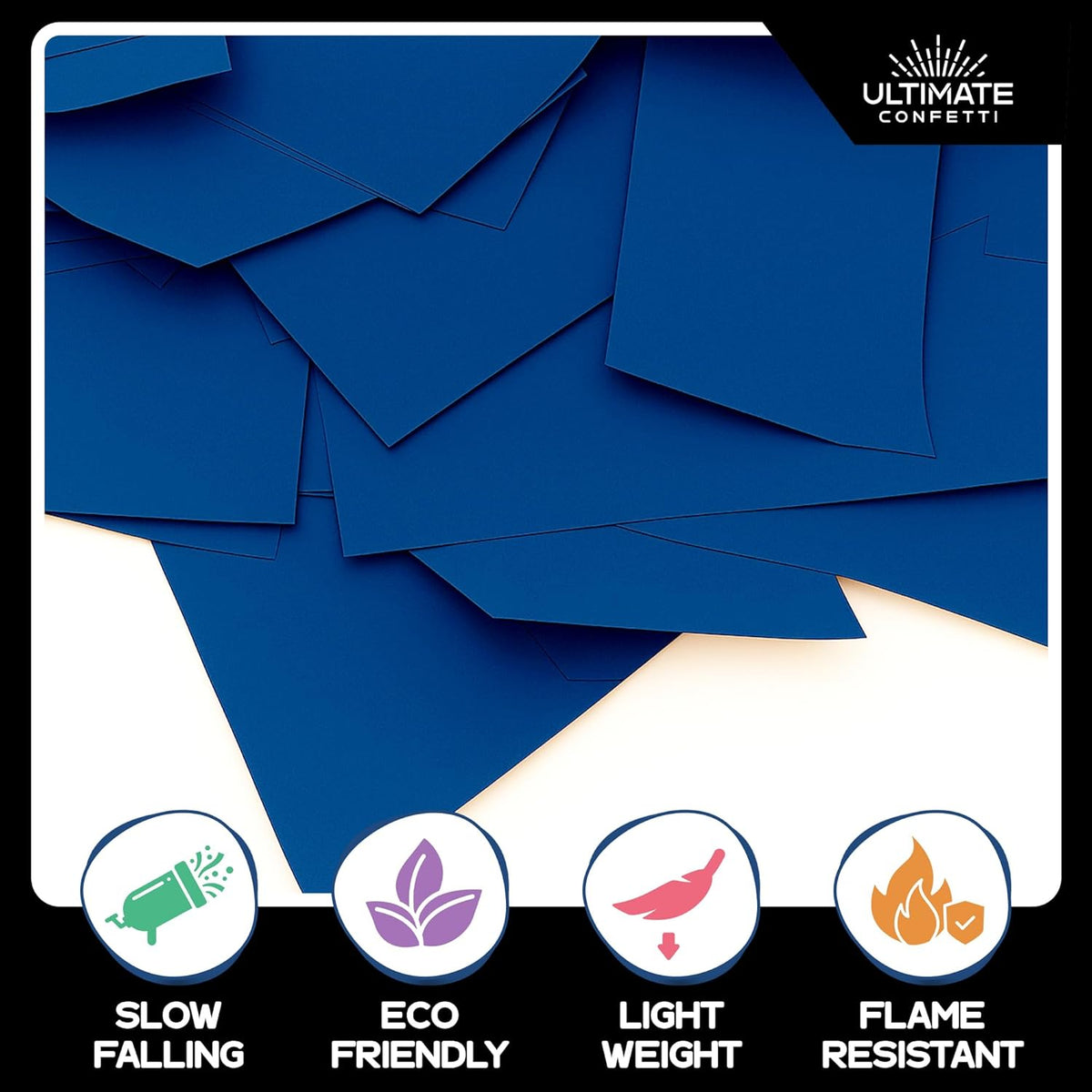 Dark Blue Biodegradable Confetti - Rectangular Flame-Resistant Tissue Paper Confetti for Cannon and