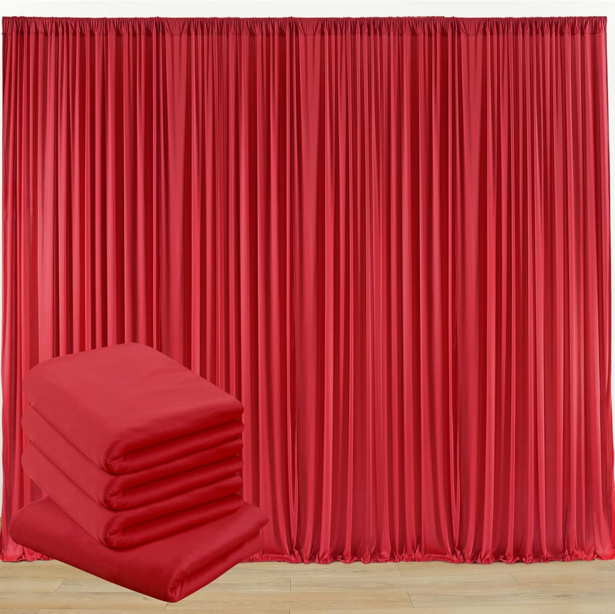 10 ft x 20 ft Wrinkle Free Red Backdrop Curtain for Parties, Polyester Photography Backdrop Drapes
