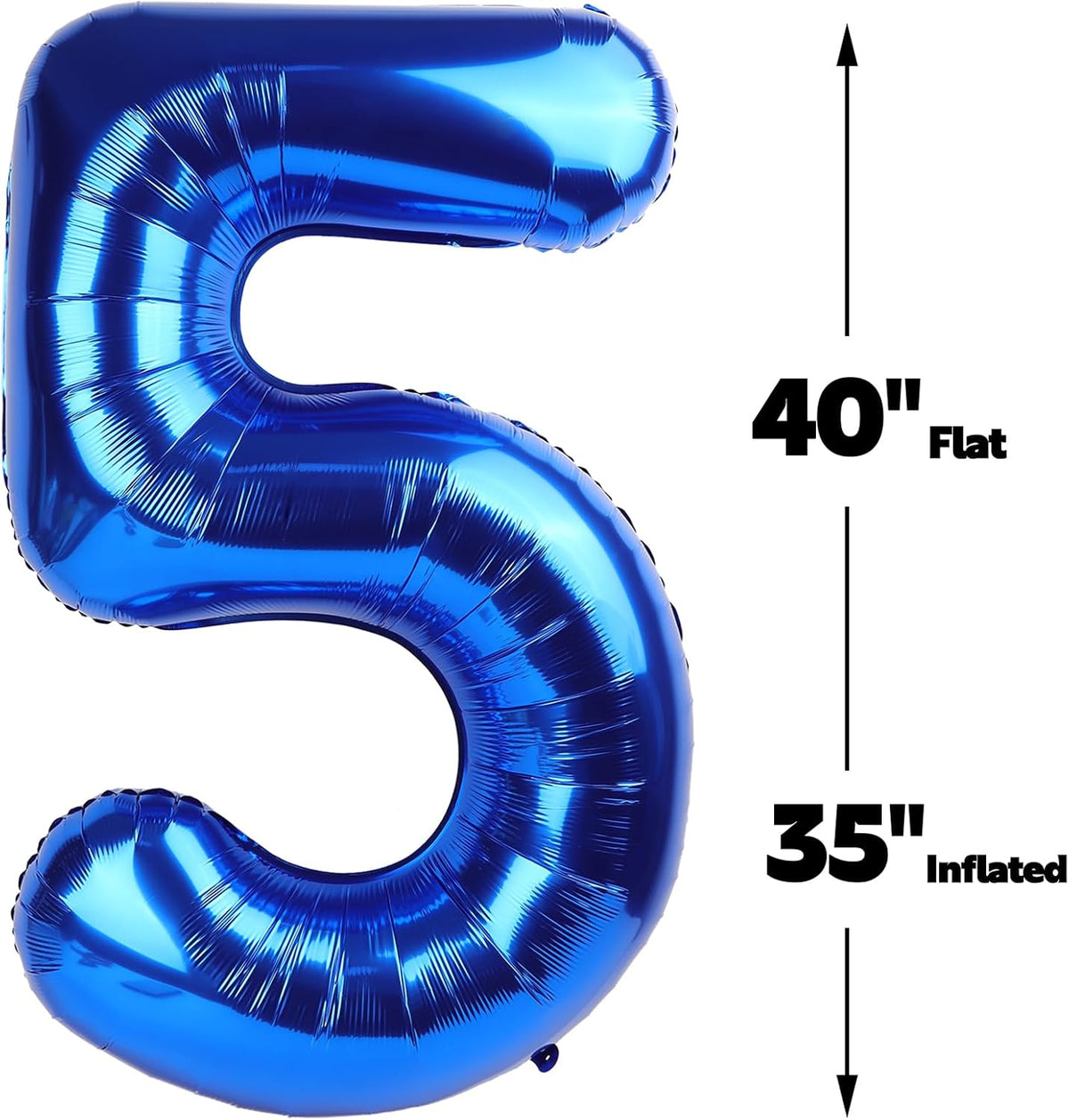 Navy Blue 40 Inch Large Number 5 Birthday Balloon, Five 5th 15 25 35 50 55 Birthday Celebration