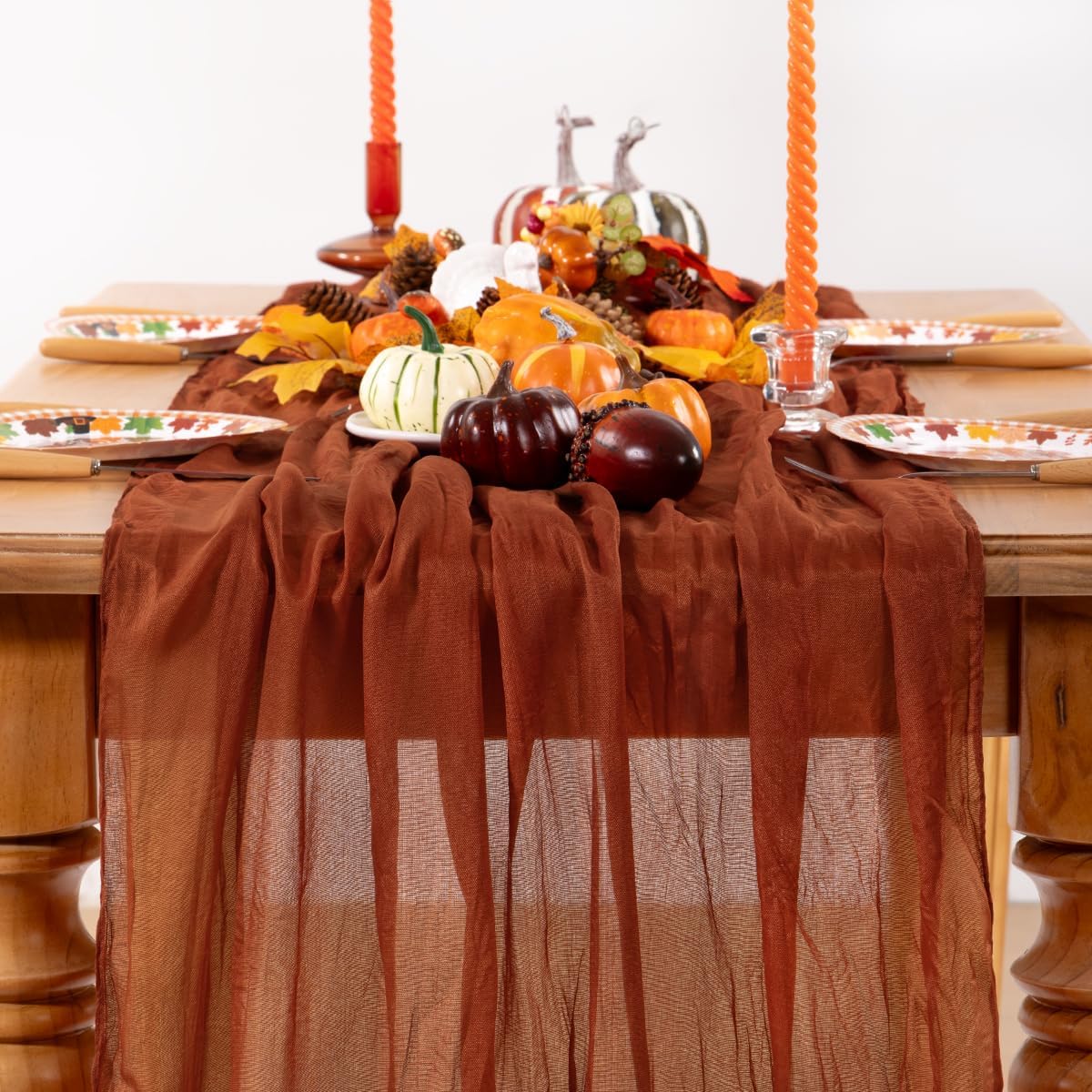 Terracotta Cheesecloth Table Runner 6 Pack Fall Burnt Orange Cheese Cloth Table Runners 120 Inches