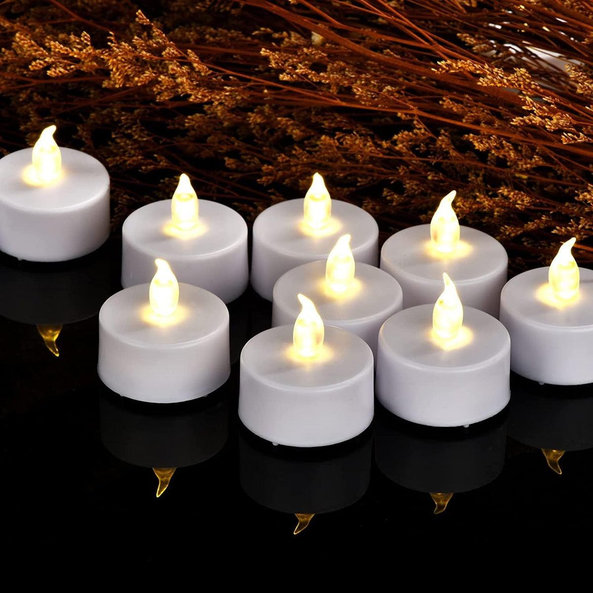 LED Tea Lights Candles- 100PACK Warm White Flameless Candles Realistic and Bright Flickering Long