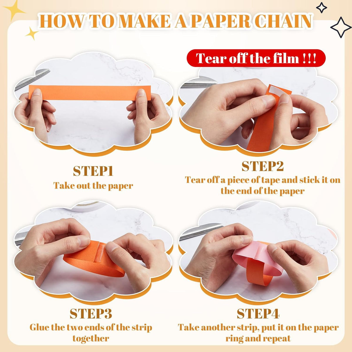 Lincia 600 Sheet Halloween Paper Chain Garland, Construction DIY Crafts Chain Strip for Fall