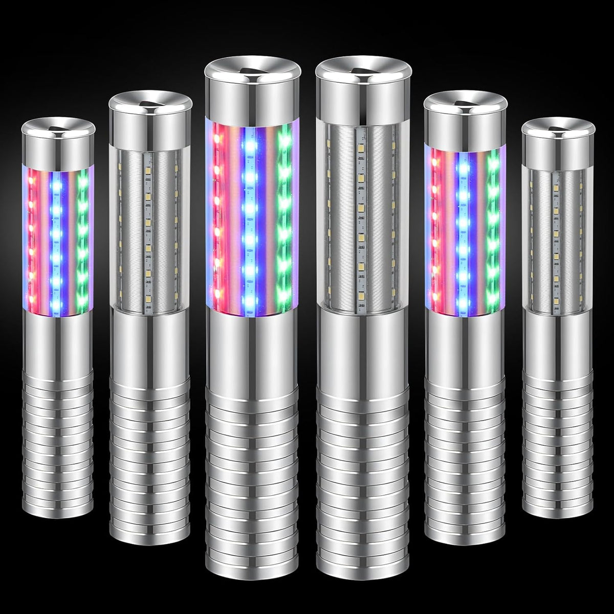 6 Pieces RGB LED Strobe Baton Light Rechargeable Bottle Service Sparklers Stick Reusable Champagne