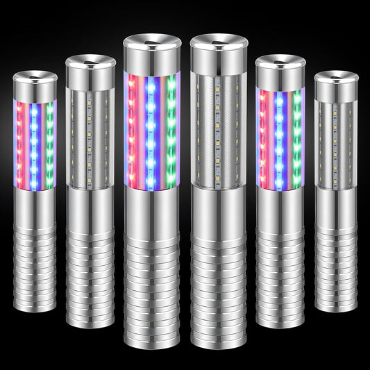6 Pieces RGB LED Strobe Baton Light Rechargeable Bottle Service Sparklers Stick Reusable Champagne