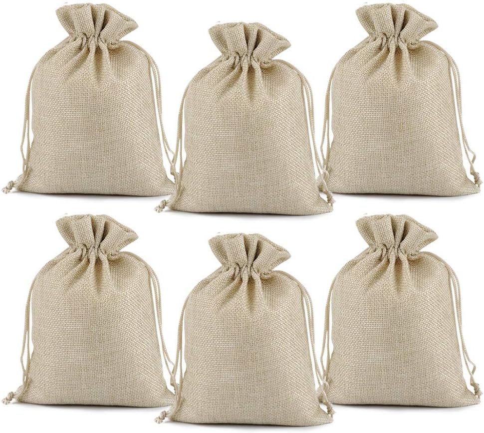 Lucky Monet 25/50/100PCS Burlap Gift Bags Wedding Hessian Jute Bags Linen Jewelry Pouches with
