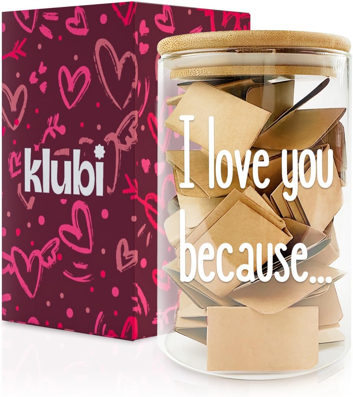 Girlfriend Boyfriend Birthday Gifts I Love You Because Jar Love Note Cup 50 Little Notes In a Jar