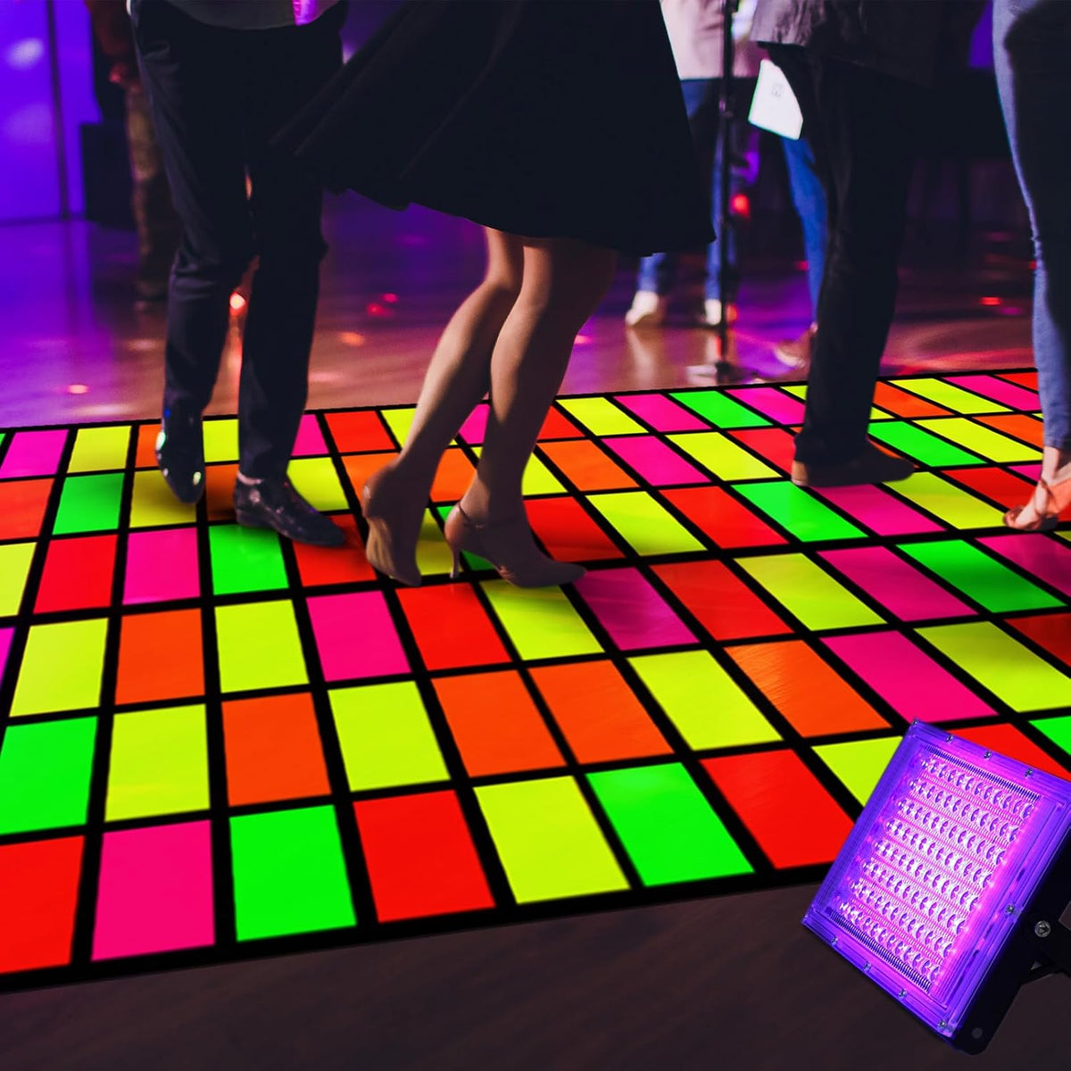 Haull 236 x 39 Inch Neon Light up Dance Floor Glow in The Dark Floor Runner Neon Party Decorations